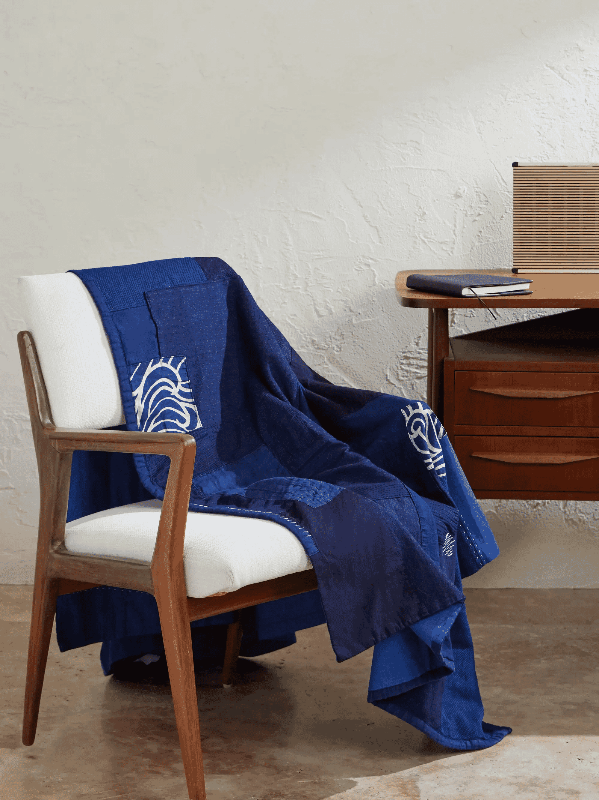 BLUE BLUE JAPAN: Nenrin Patchwork Cotton and Linen-Blend Blanket
