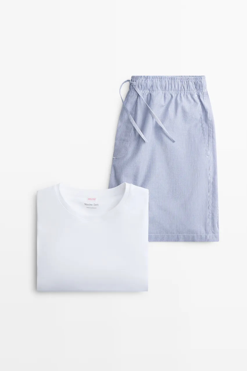 Massimo Dutti: Short sleeve pyjama top and striped trousers