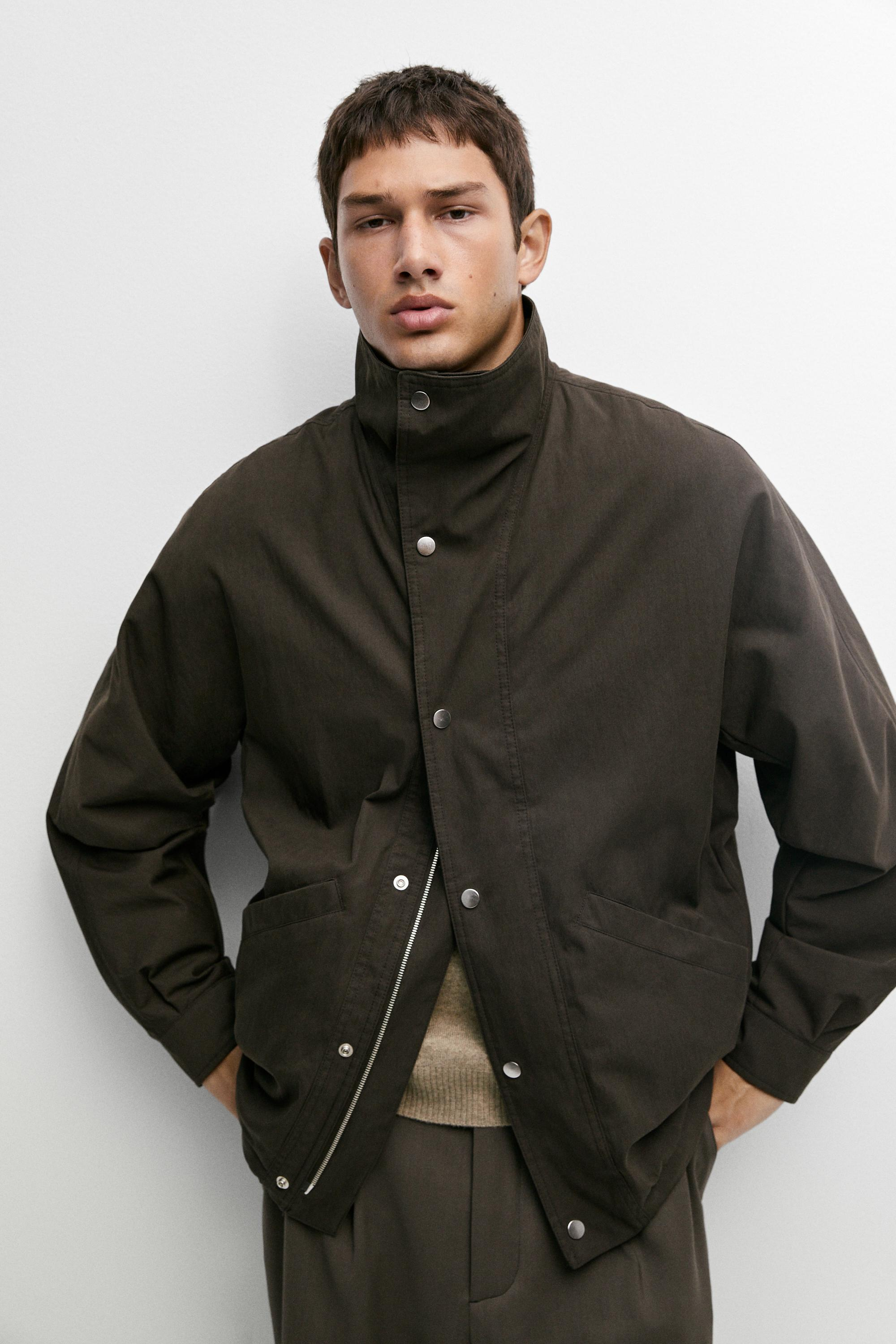 Massimo Dutti: Cotton blend funnel neck jacket