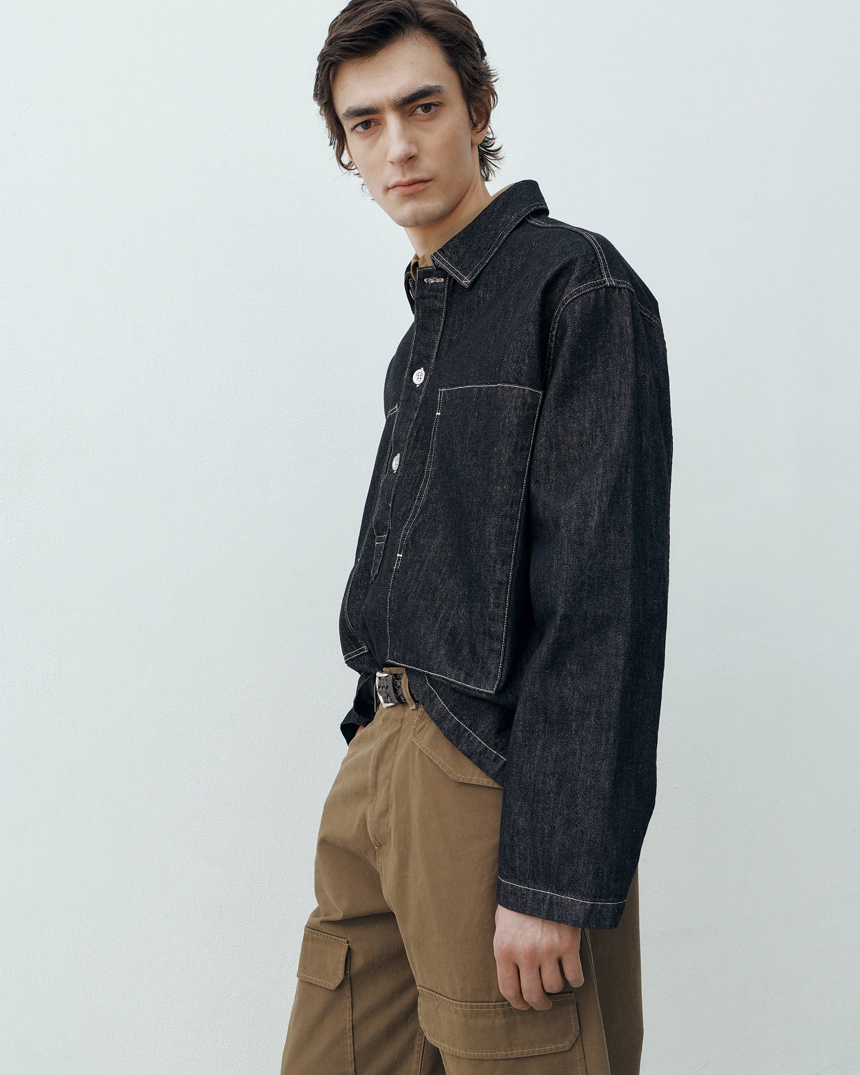 STUDIO NICHOLSON: York Denim Polo Shirt