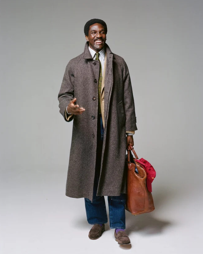 Drake's: Brown Wool Raglan Overcoat
