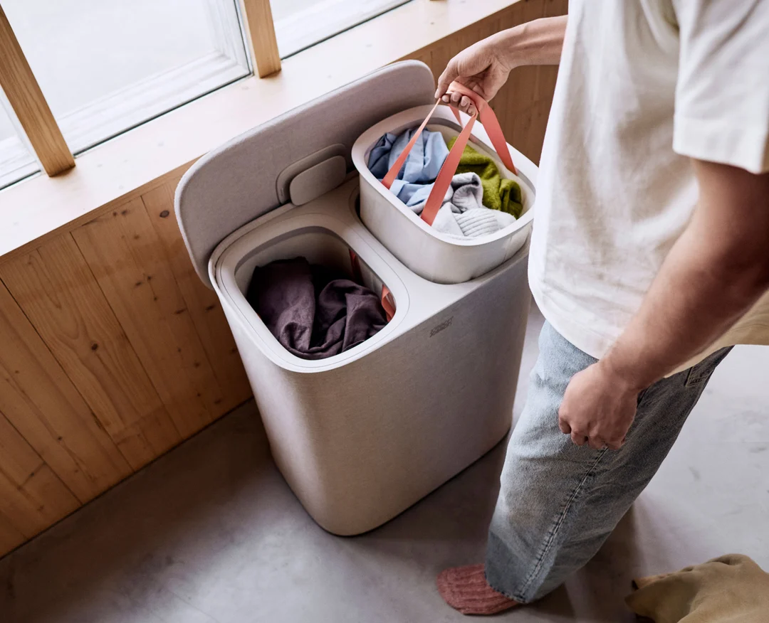 Joseph Joseph: Tota 2 Twin 90L Pale Mushroom Laundry Separation Basket