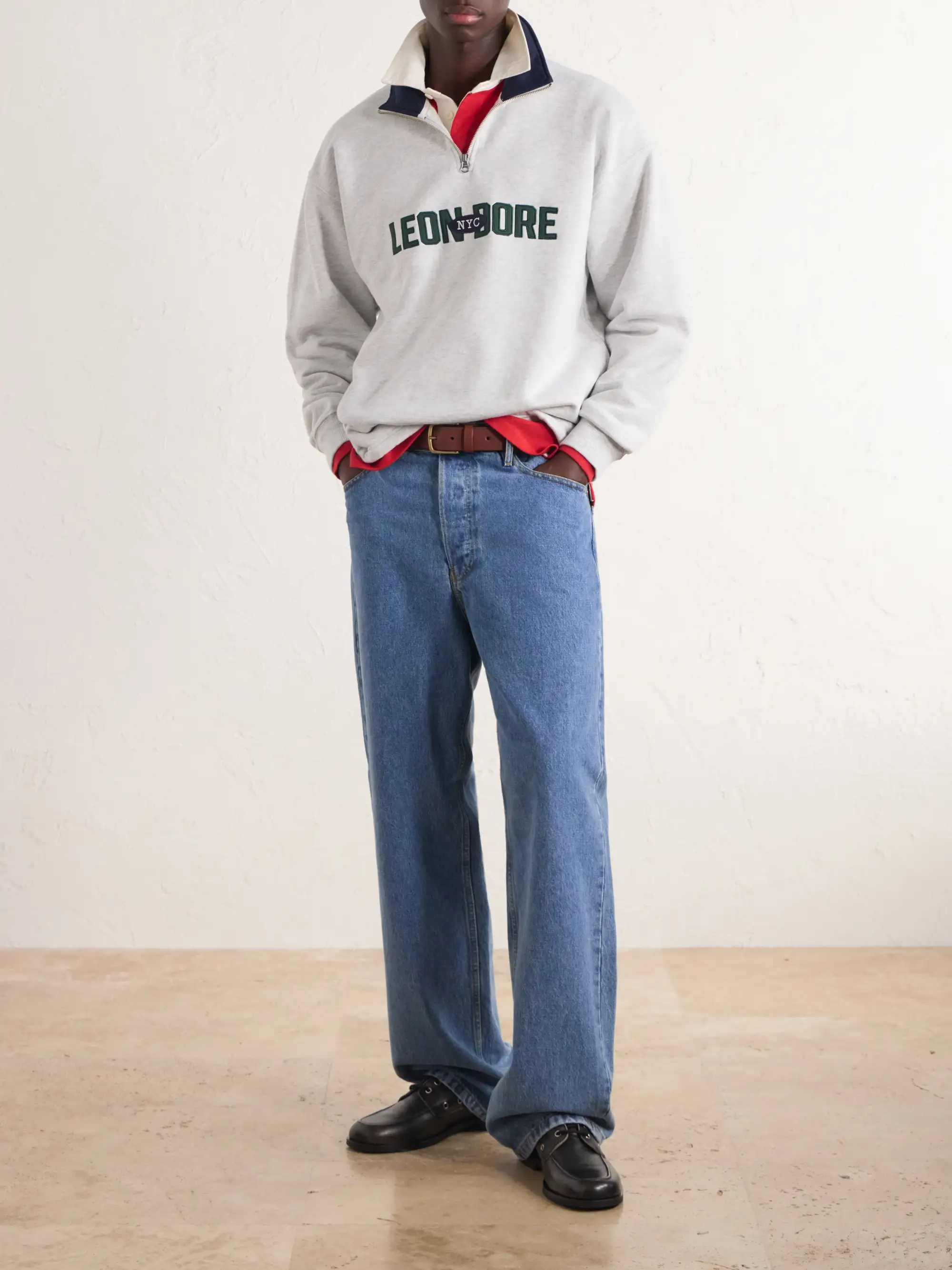AIMÉ LEON DORE: Logo-Appliquéd Cotton Half-Zip Sweatshirt