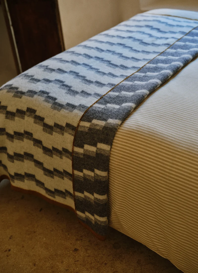 TOAST: Jacquard Stepped Stripe Wool Blanket