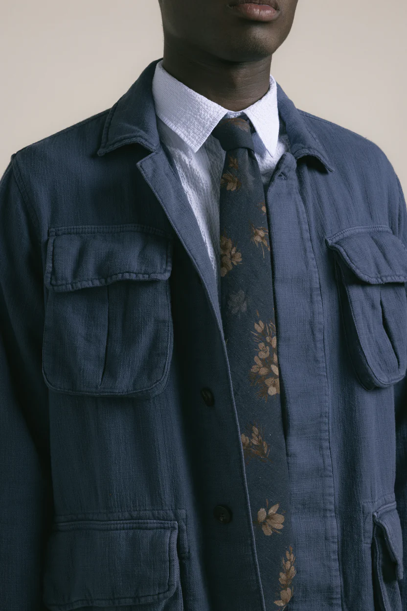 KESTIN: Tyndrum Field Jacket in Navy Slub Cotton