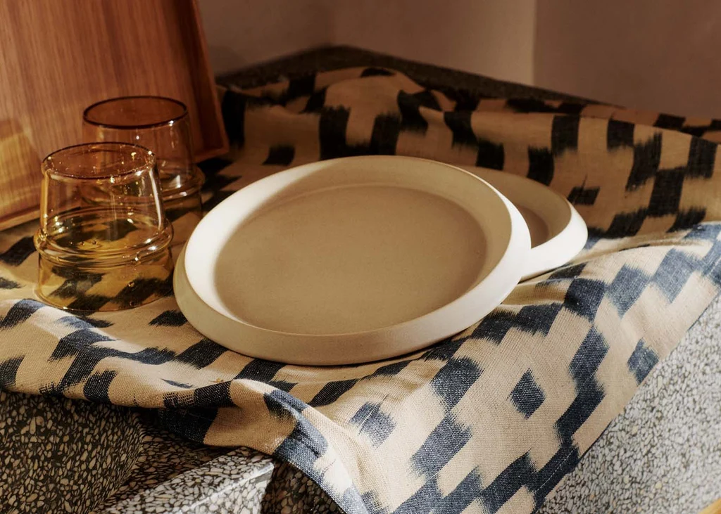 HEALS: Ikat Tea Towel Ink Blue &amp; Parchment