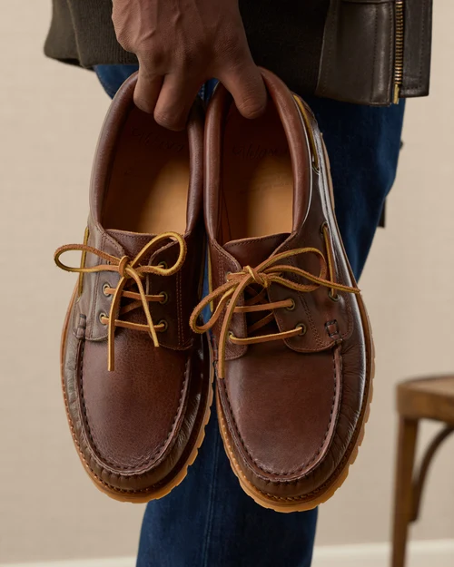 Velasca: Balòss Brown Leather Boat shoes