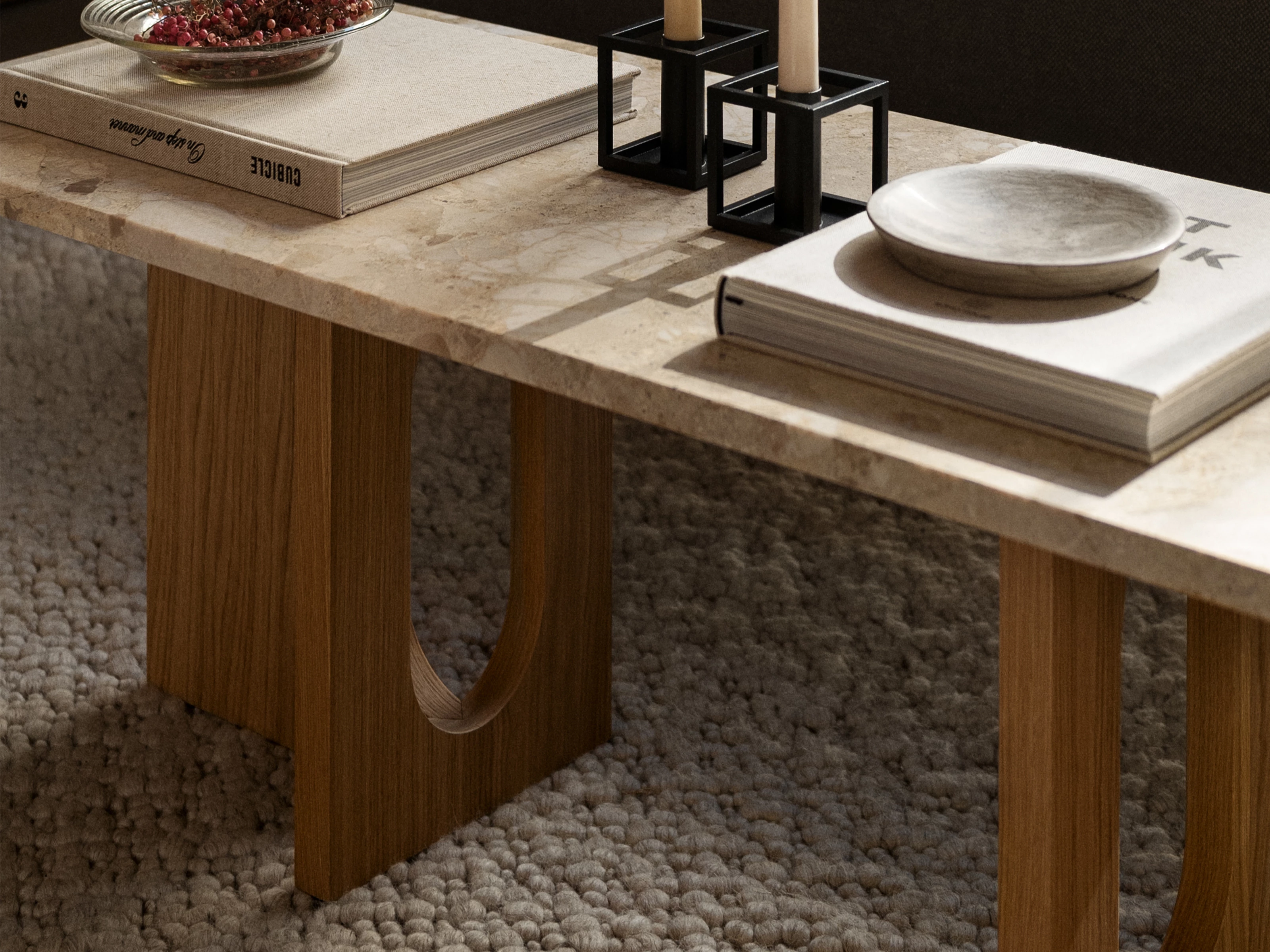 Danielle Siggerud for Audo Copenhagen: Androgyne Lounge Table - Wood with Stone Top