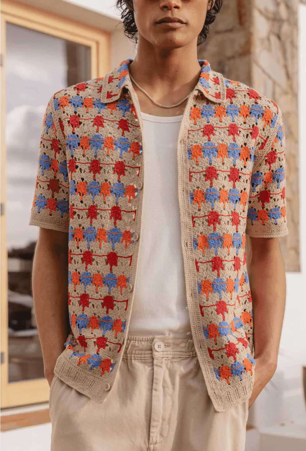 Wax London: Porto Multicolour Splash Crochet Shirt