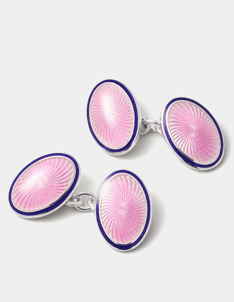Aspinal of London: Vitreous Enamel Cufflinks in Sterling Silver 925