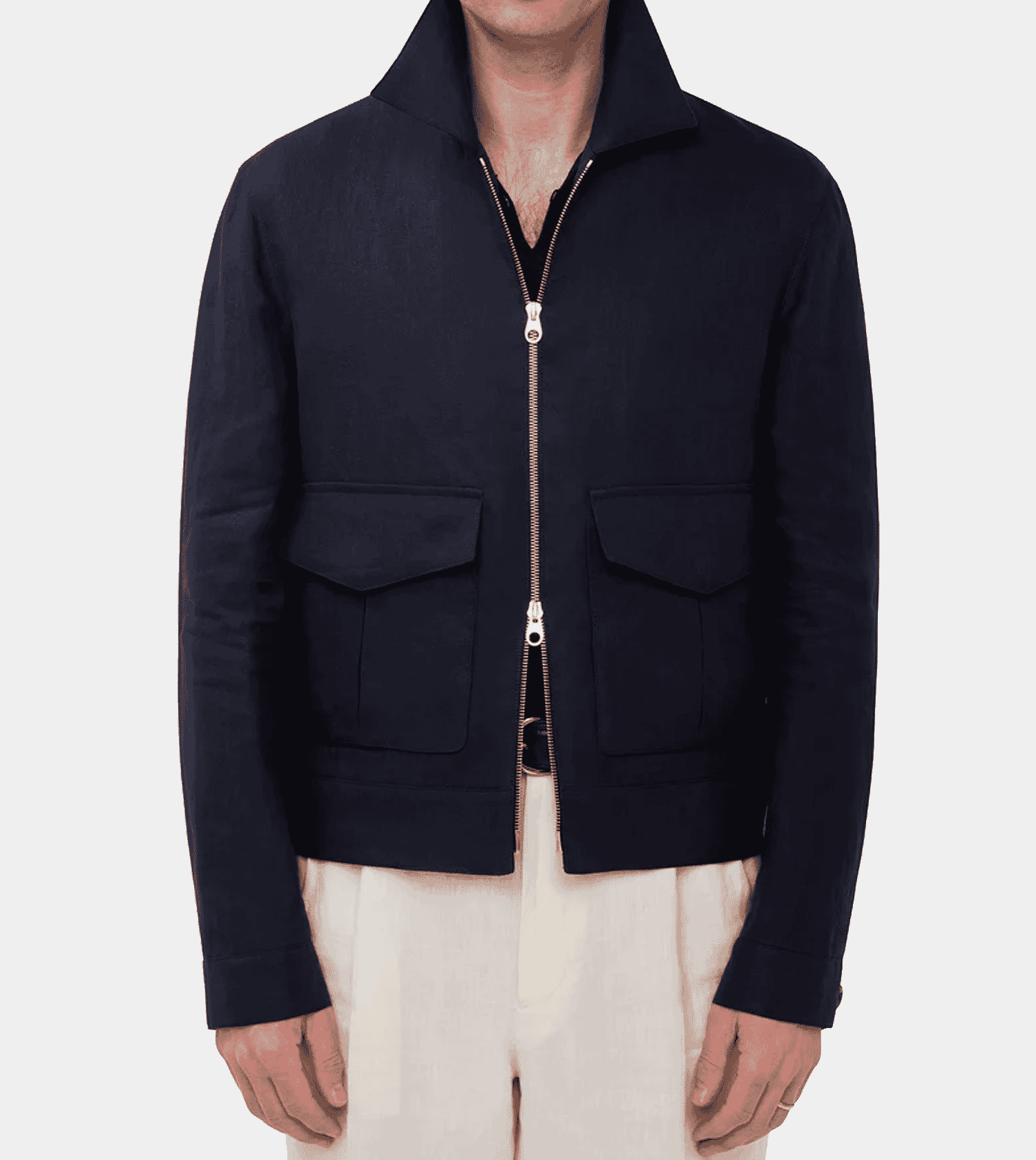 Besnard: Navy Linen Flight Jacket