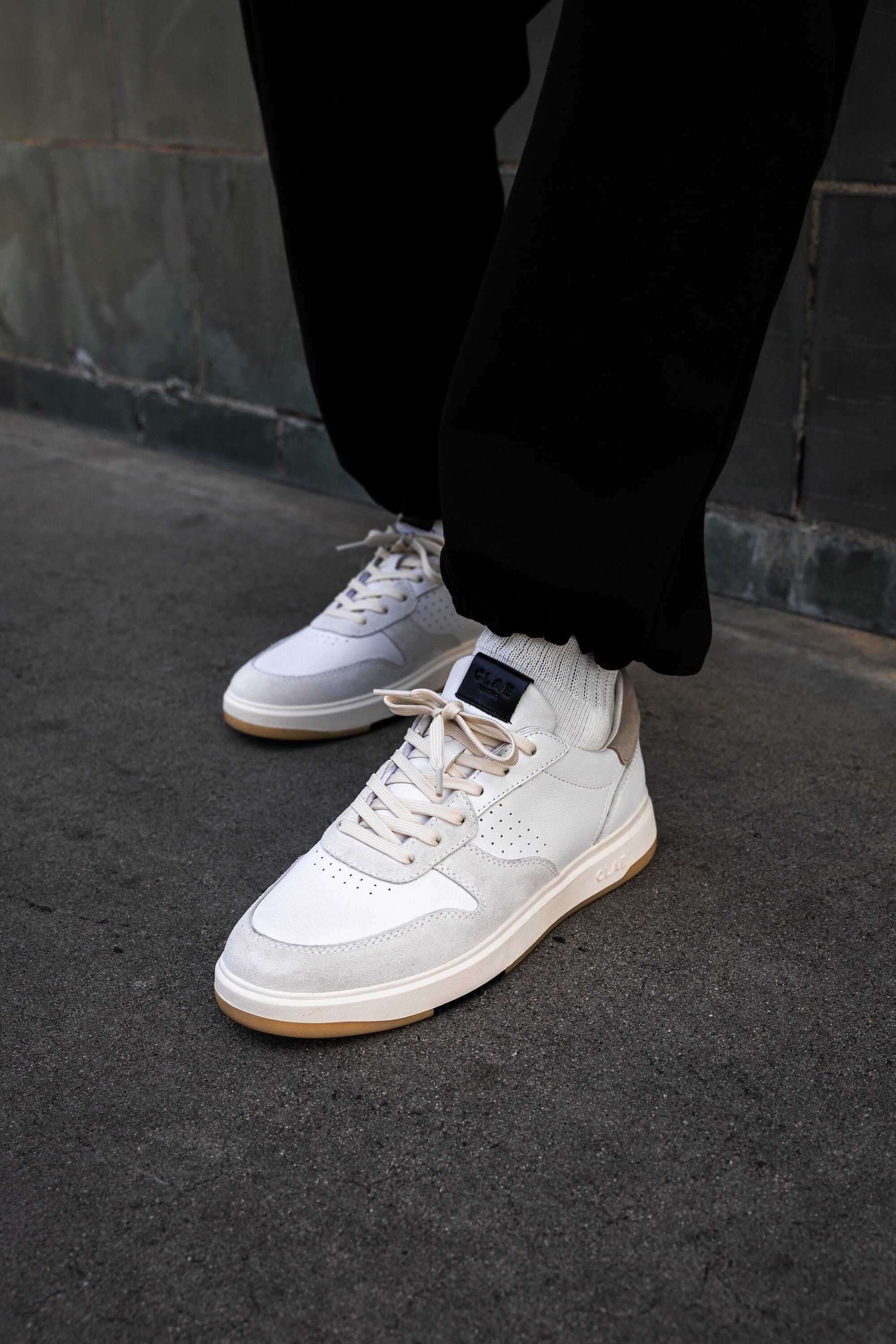 CLAE: HAYWOOD White Navy Trainers