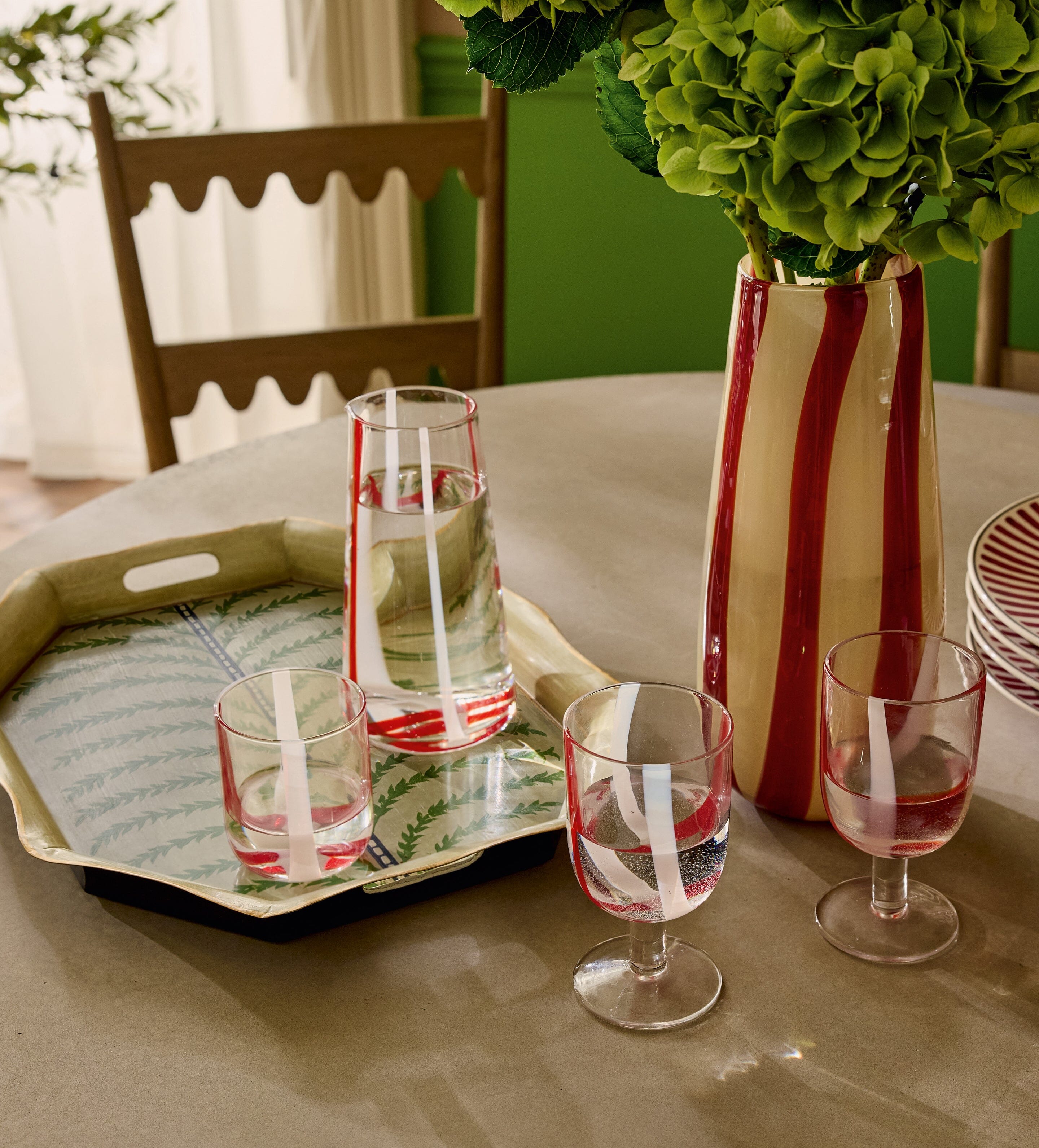 OKA: Twistle Glass Vase - Red/Antiqued White