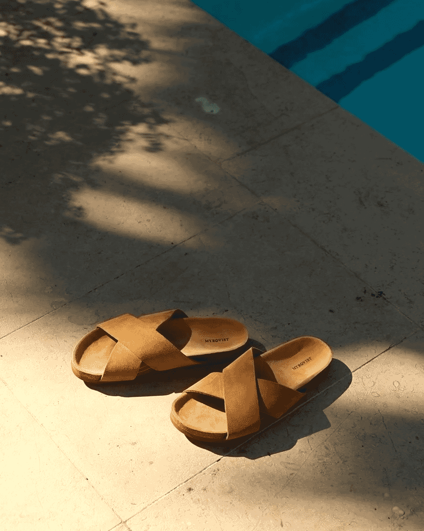 MYRQVIST: Solvik Sand Suede Slider