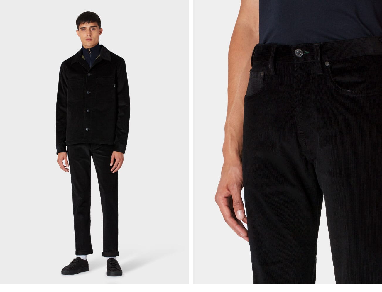 Black Elasticized Waistband Trousers by Paul Smith on Sale