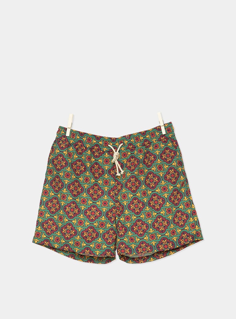GAILAN Men Printed Cattleya with Beach Shorts Side Pockets Swimshort