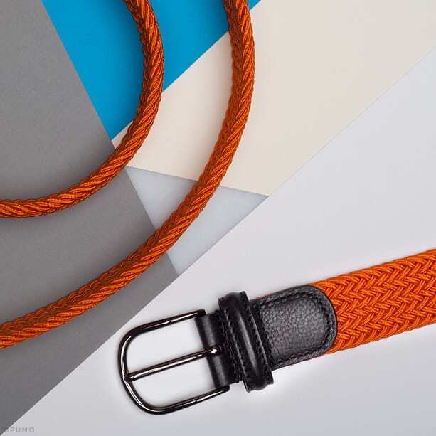 Opumo-ANDERSONS-BELTS-Orange-Elasticated-Woven-Belt