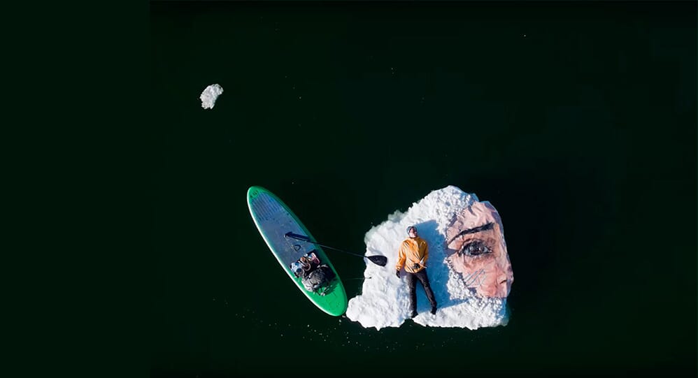 Hula paints a larger-than-life ice mural in the Canadian arctic