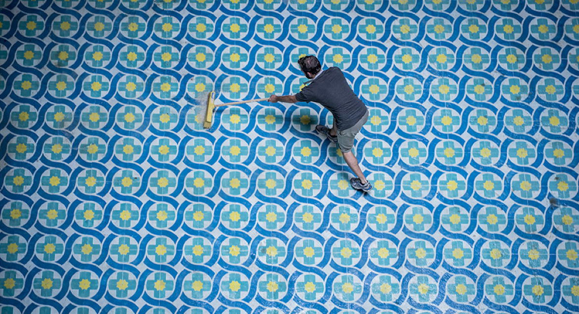 Javier de Riba Transforms Abandoned Buildings with Painted Floors