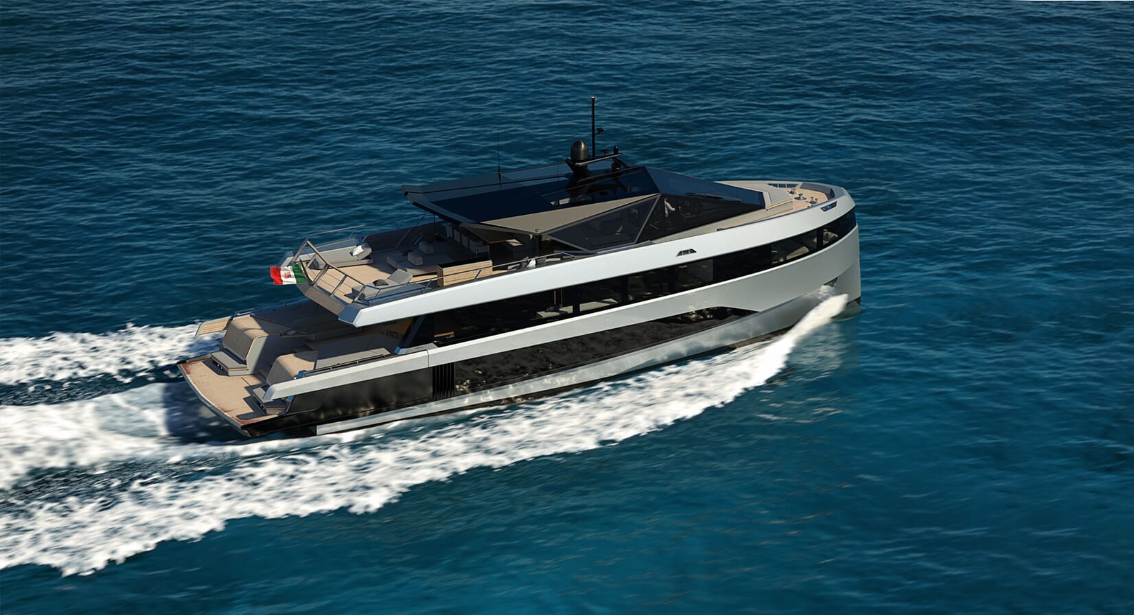 The super-villain style of the Why200 from Wally Yachts