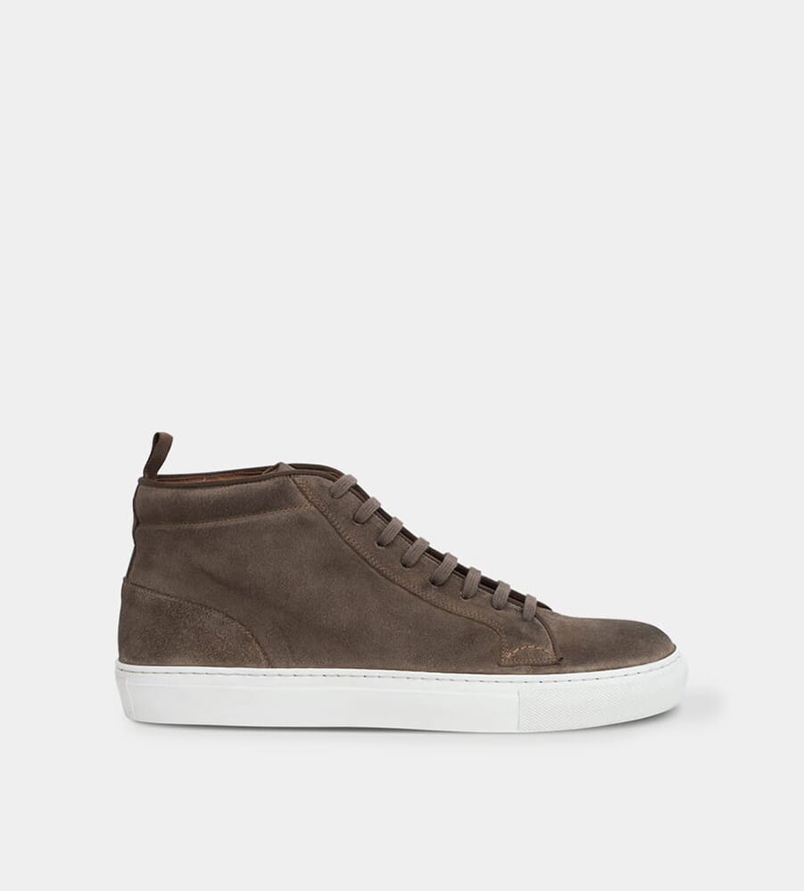 Mens high top hot sale suede shoes