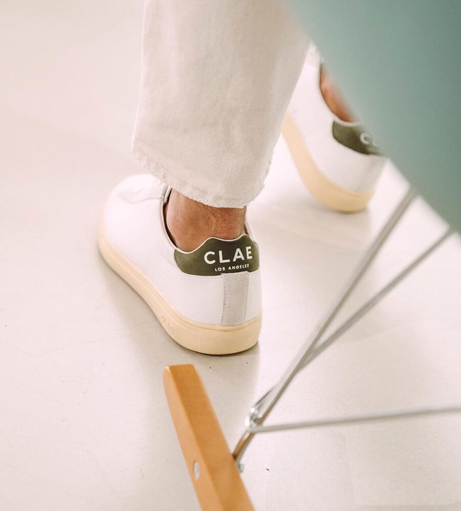 White CLAE minimalist trainers
