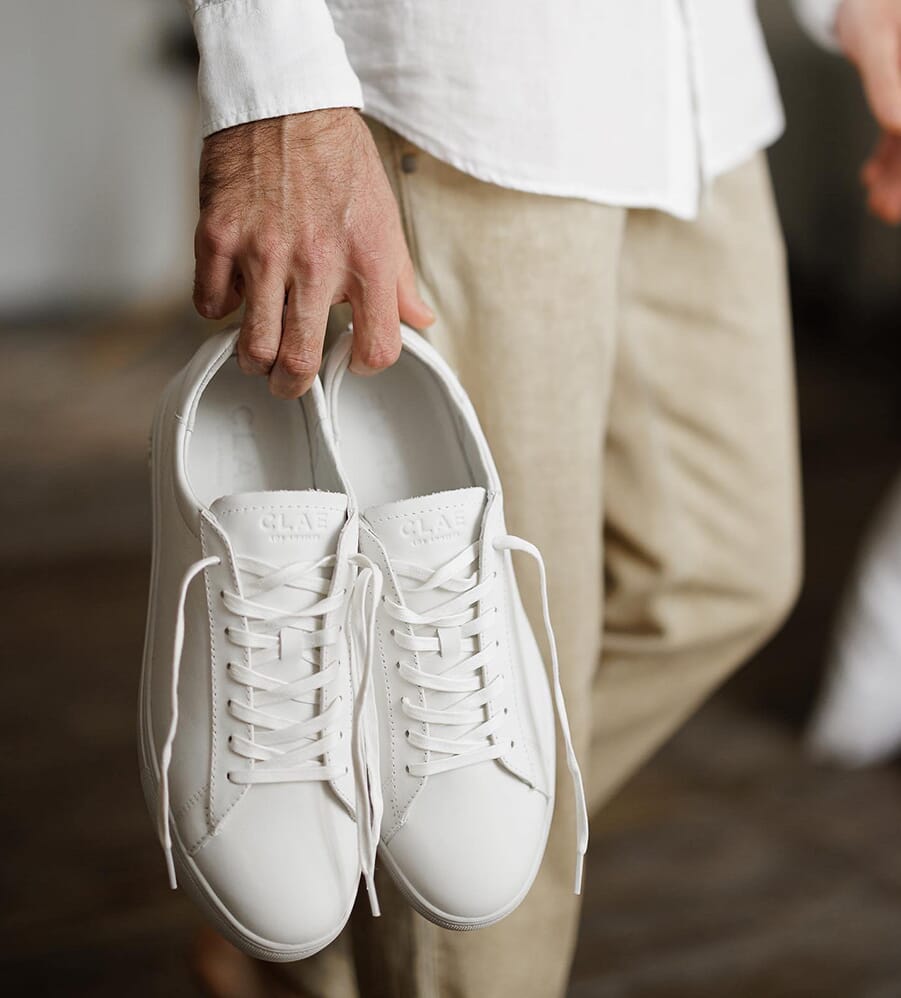 Leather white top trainers mens