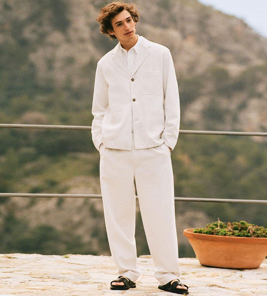 COS Cotton-linen Trousers in Natural