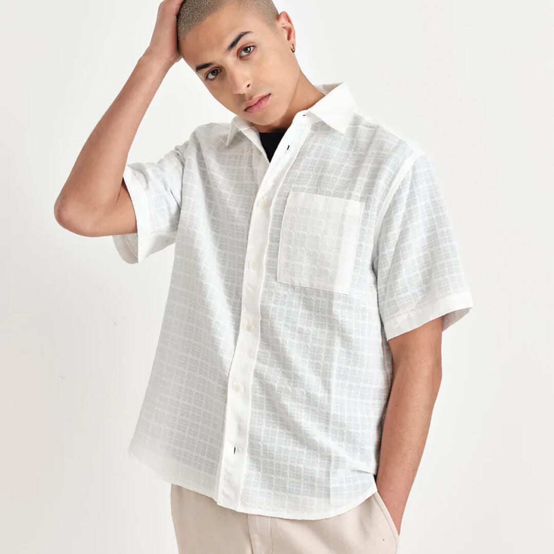 White Men Fashion Short Sleeve Shirts See Through Buttons Up Loose Camisa  Tops