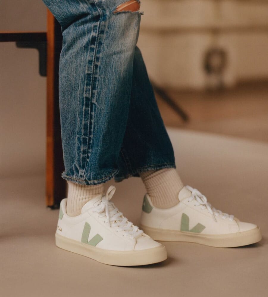Green, cream and white Veja Campo sneakers 