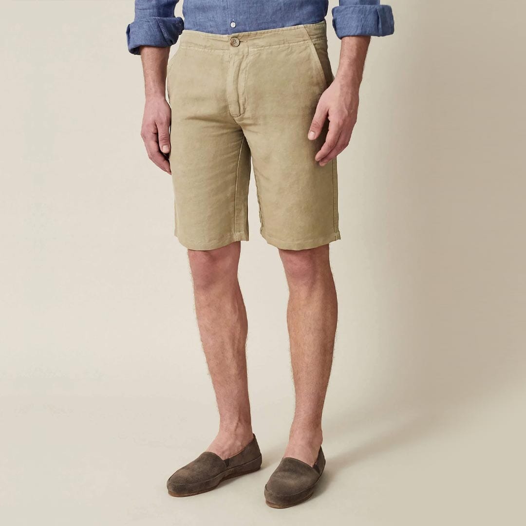 Aurélien  Beige Linen Shorts