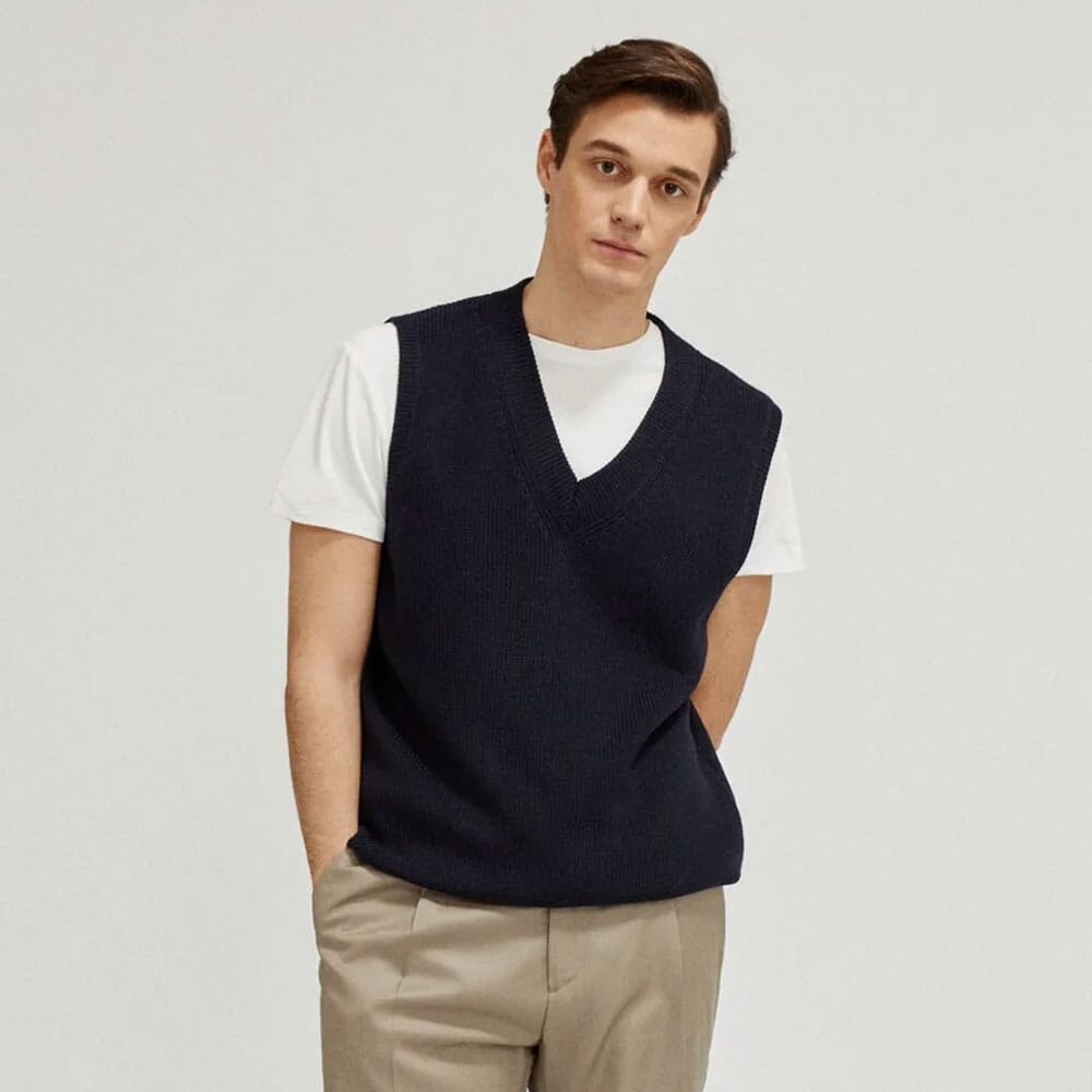 Men knitted outlet vest