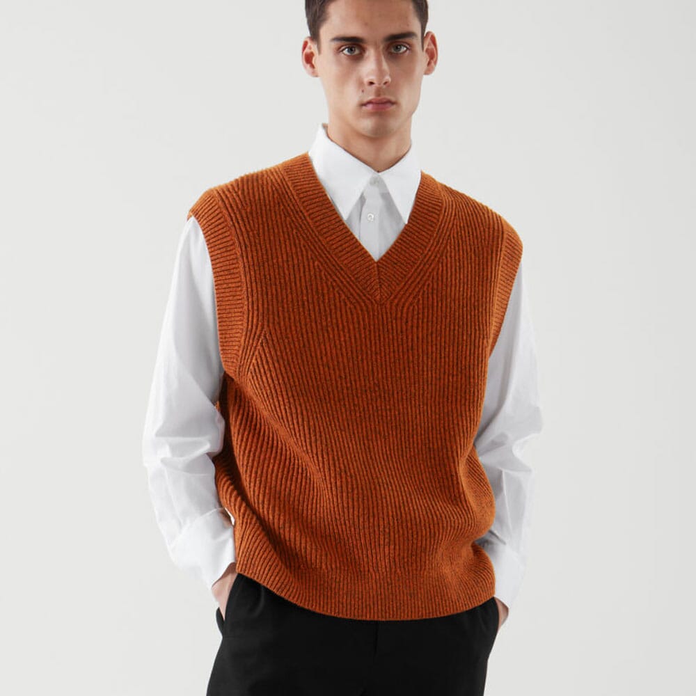SSLR Mens Solid Pullover Knit Casual V-Neck Sweater Vest 