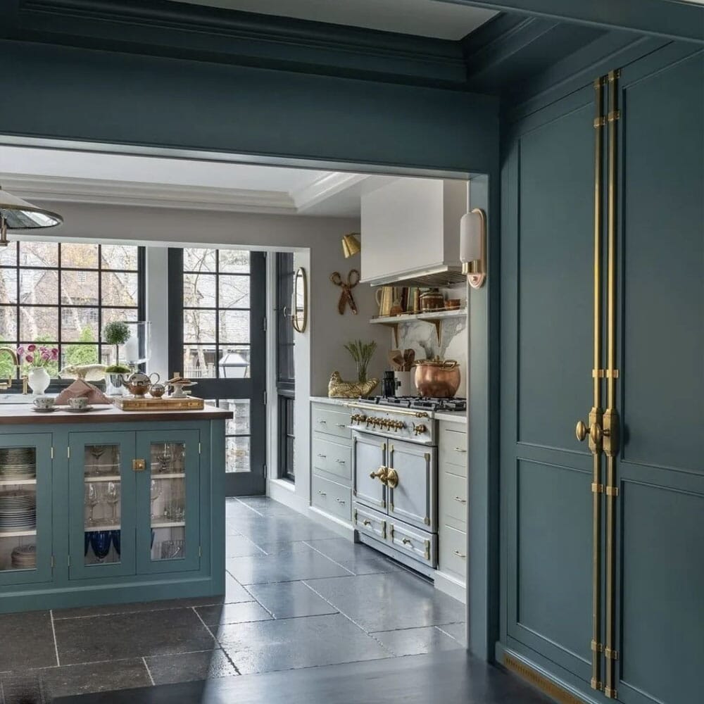 Navy Blue Kitchen Cabinets with Brass Hardware - Buster + Punch