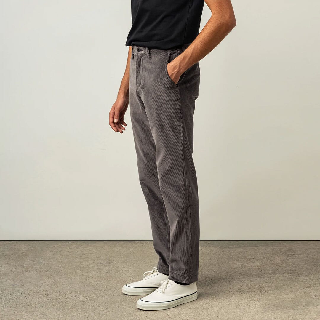 Corduroy straight trousers with jersey lining grey La Redoute Collections |  La Redoute