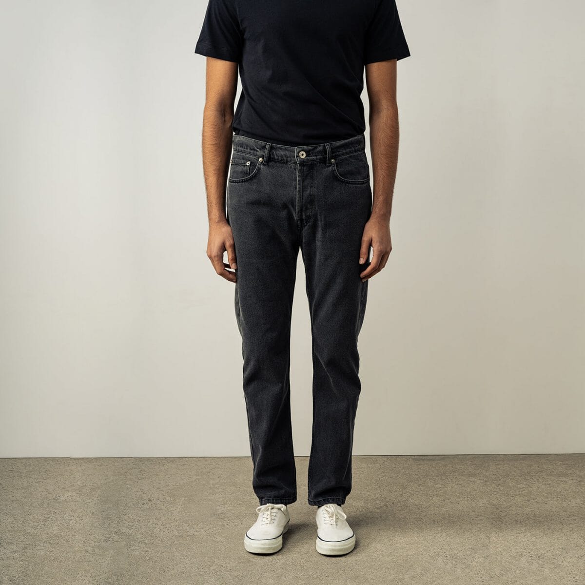 Washed Slim Bootcut Pants in Black