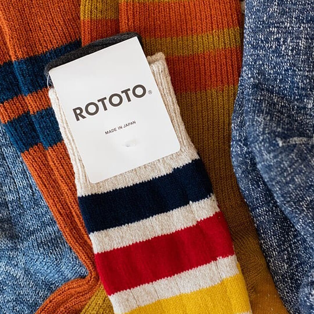 Cream, Black, Red, Yellow, Orangem Blue Rototo Socks