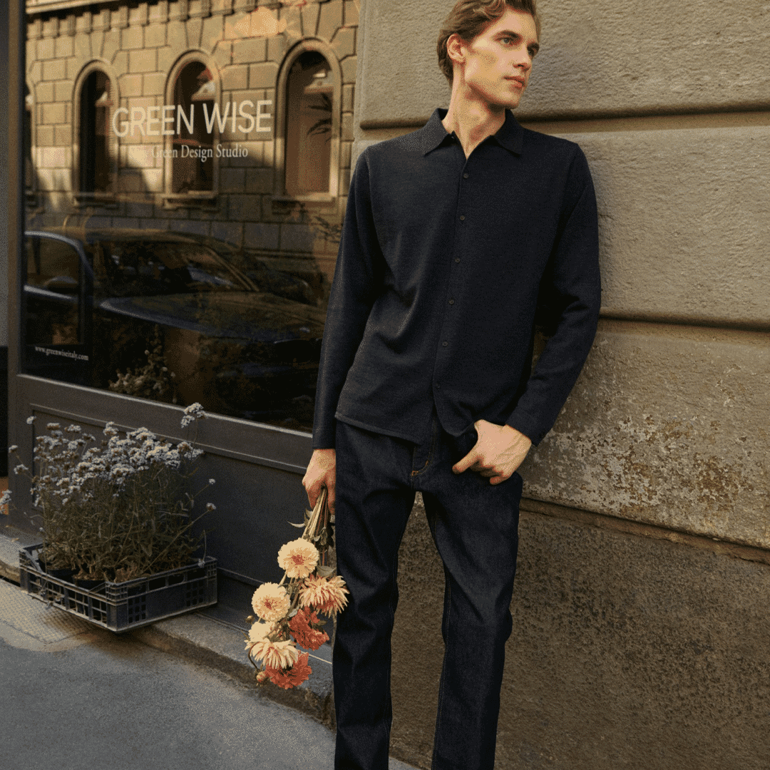 Navy Shirt and Navy Trousers Artknit Studios