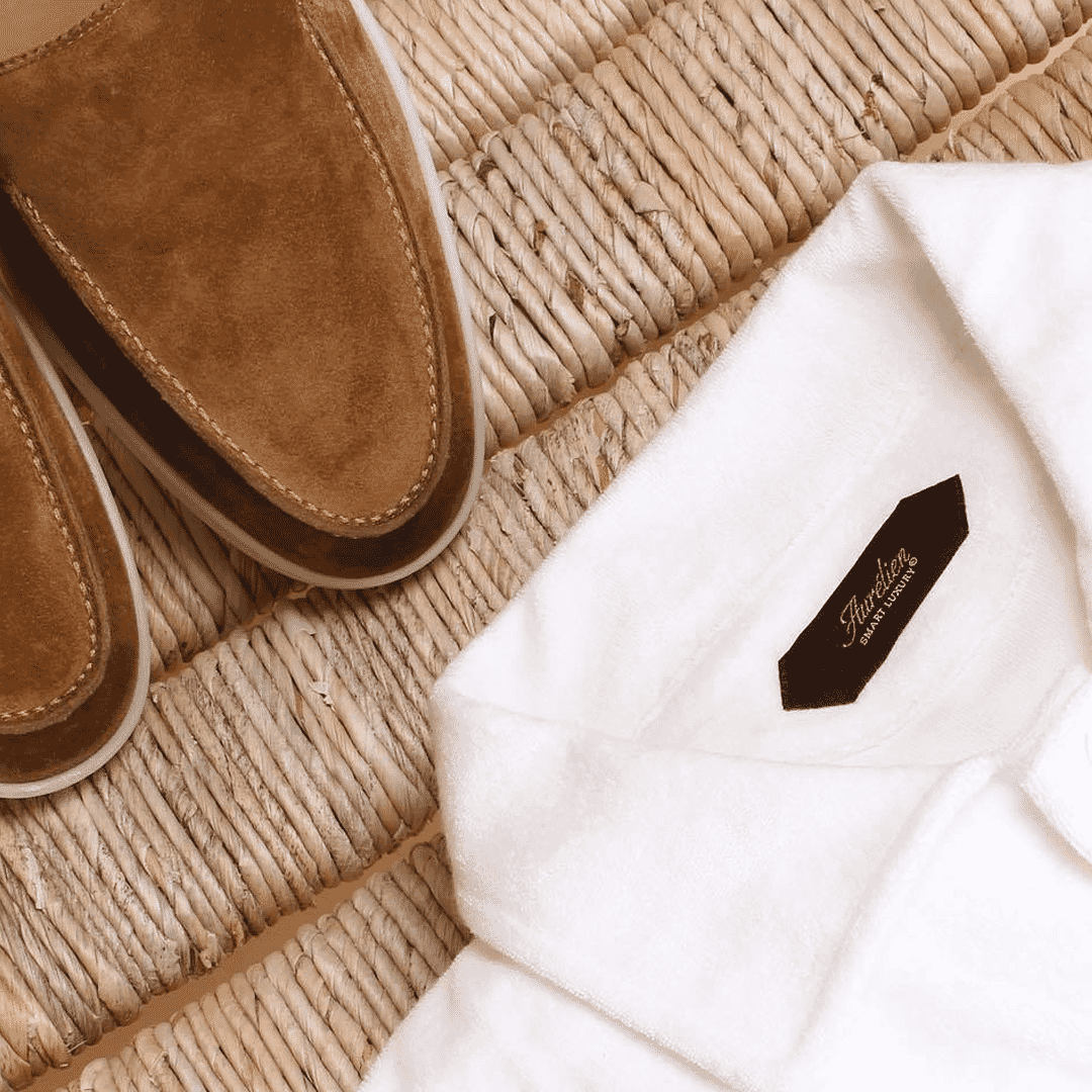 Aurelien Brown Shoes and White Polo Shir
