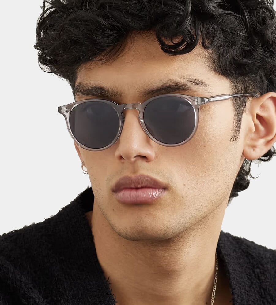 Clear Acetate Rectangle Full-Rim Tinted Sunglasses with Gray Sunwear Lenses  - Canuto