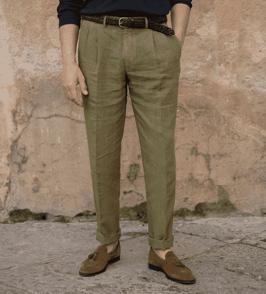 Brown Linen jacket with beige linen pants and shirt  Hockerty