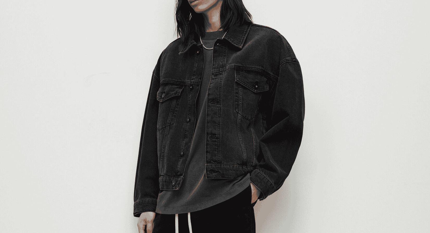 Oversized black denim jacket 2024 mens