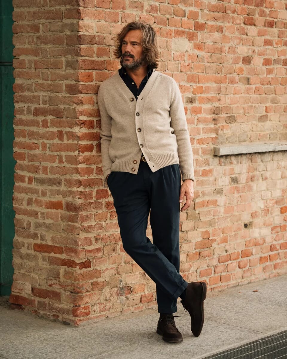 Navy cardigan shop outfit mens