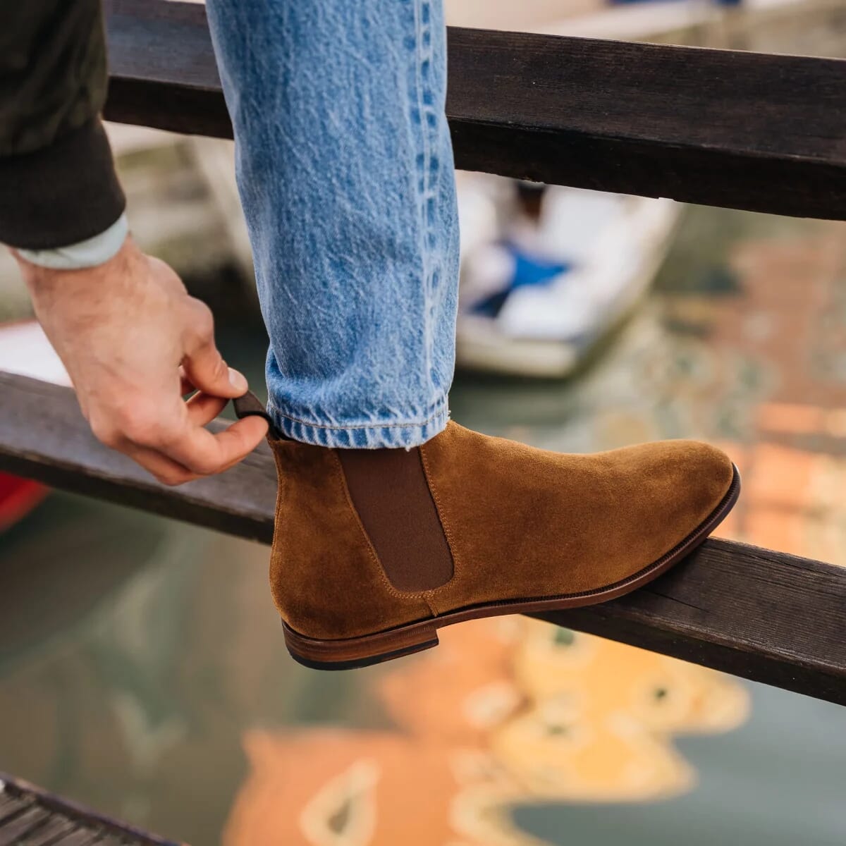 Black chelsea boots and jeans sale