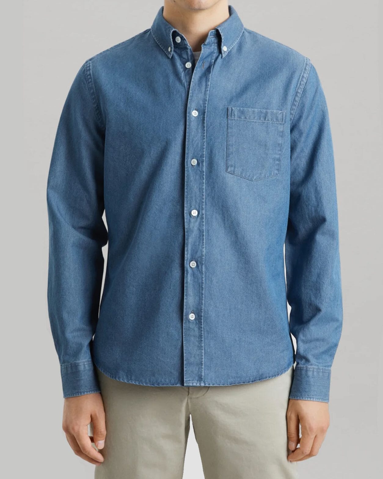 Denim button up hot sale outfit men