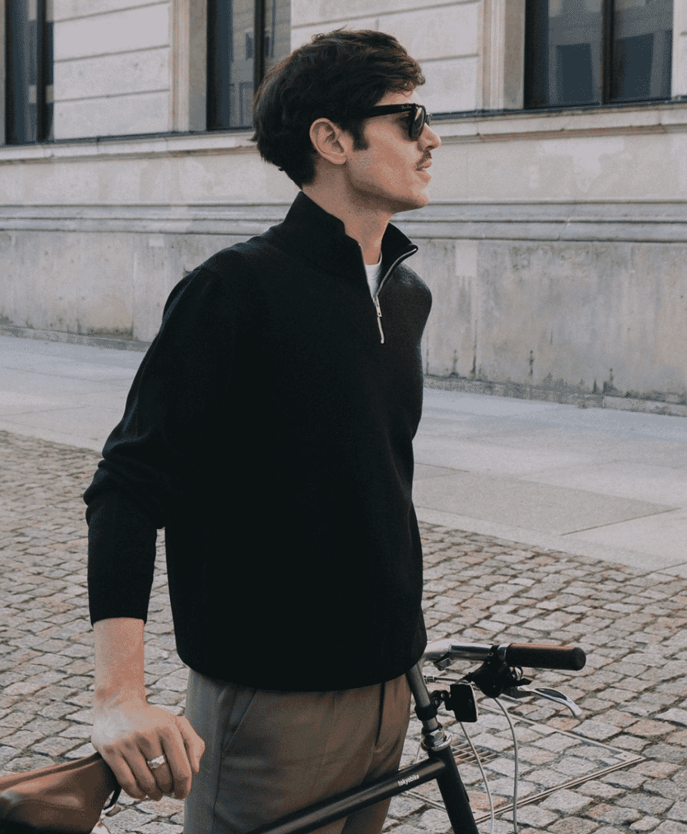 How to style a men's half zip sweater for winter | OPUMO Magazine