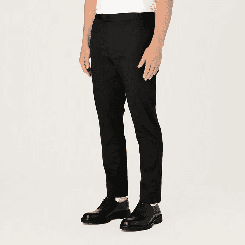 Rare Rabbit Men's Spoke-22 Black Solid Mid-Rise Regular Fit Trouser
