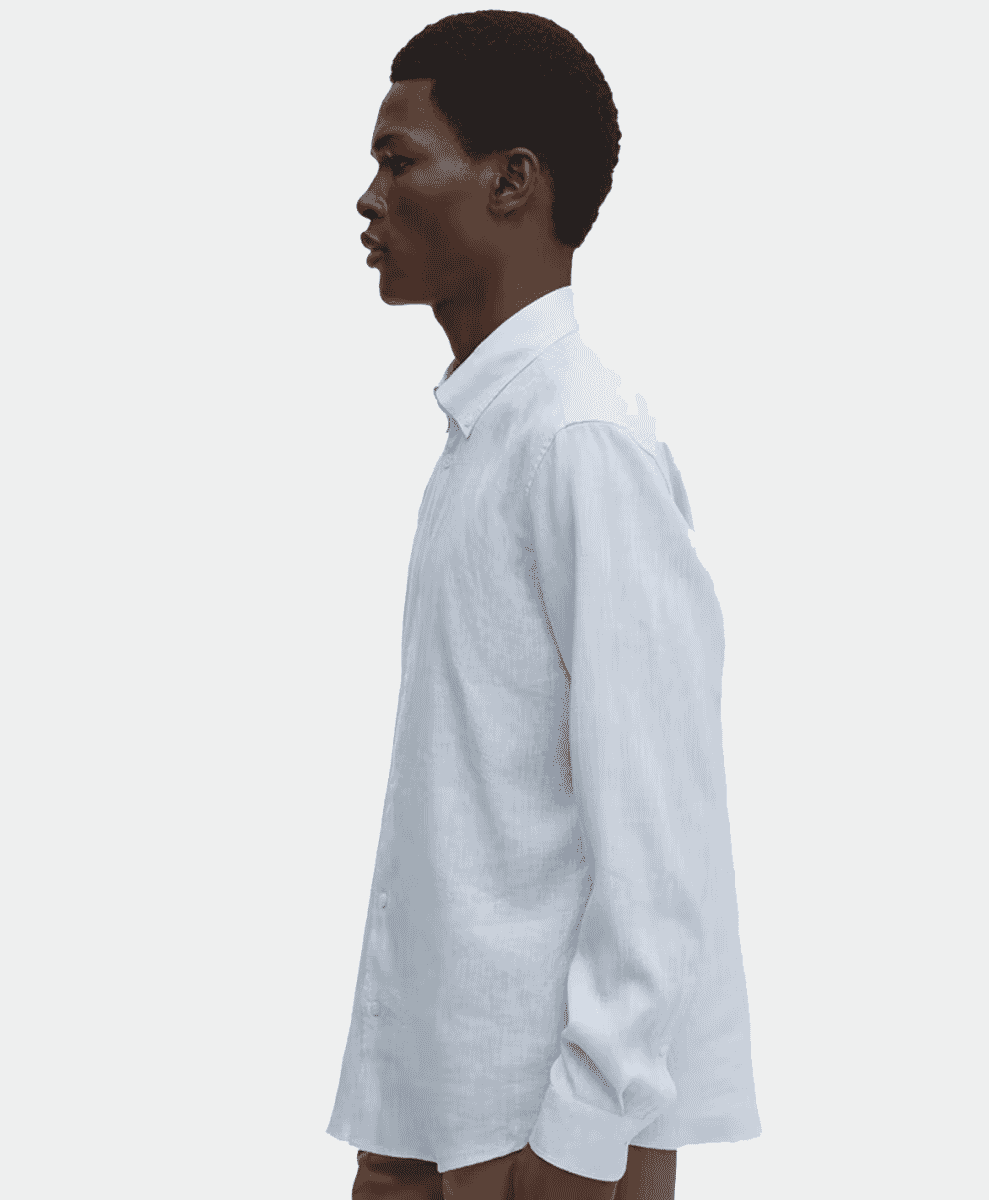 Mens summer capsule wardrobe asket navy linen shirt