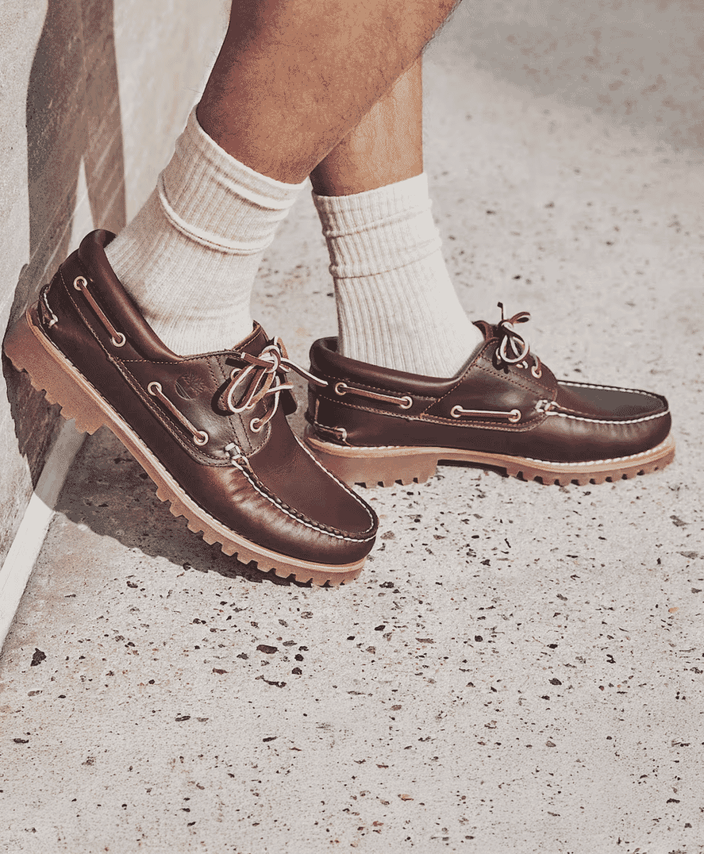 Timberland® Authentic 3-Eye Lug Handsewn Boat Shoe for Men in Brown