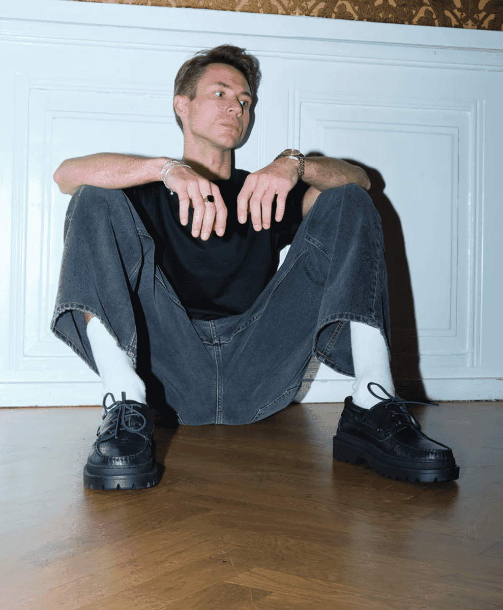 S.T. Valentin - Black Italian Leather Chunky Sole Boat Shoes